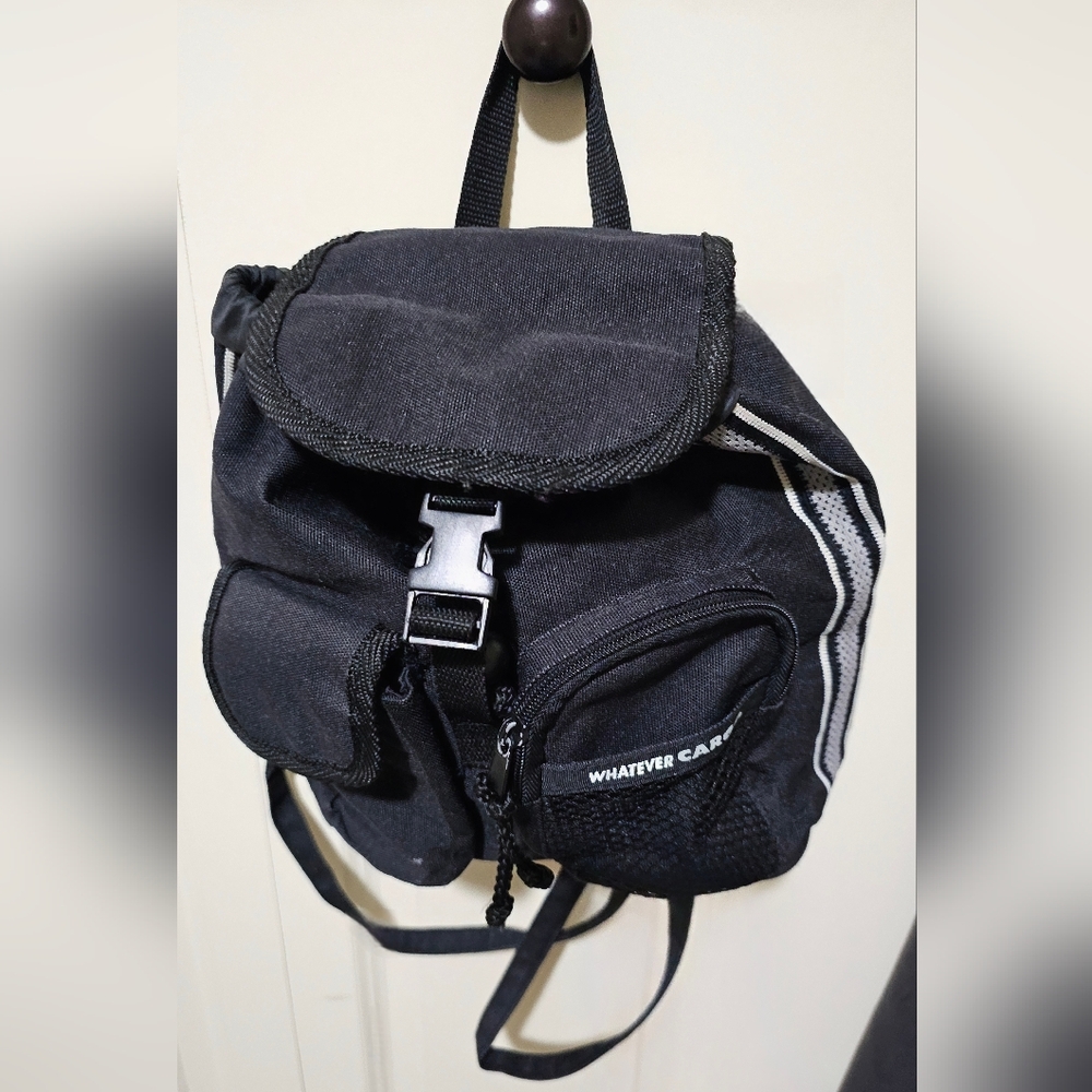 Women's Black Mini Backpack Purse with Flap Closure